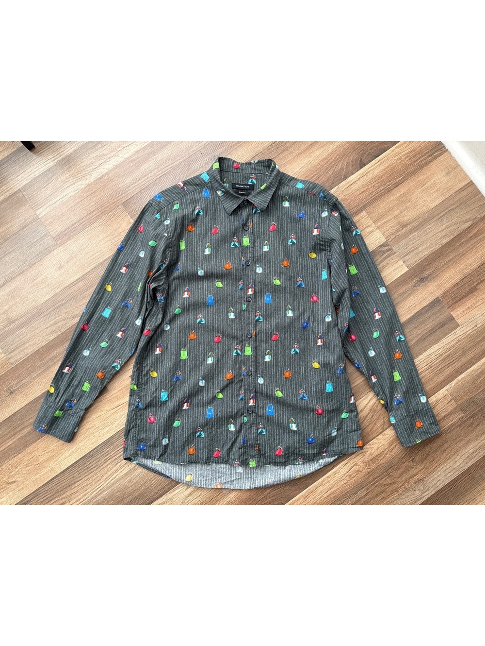 Bugatchi Shaped Fit Novelty Perfume Print Button Up Shirt Men’s